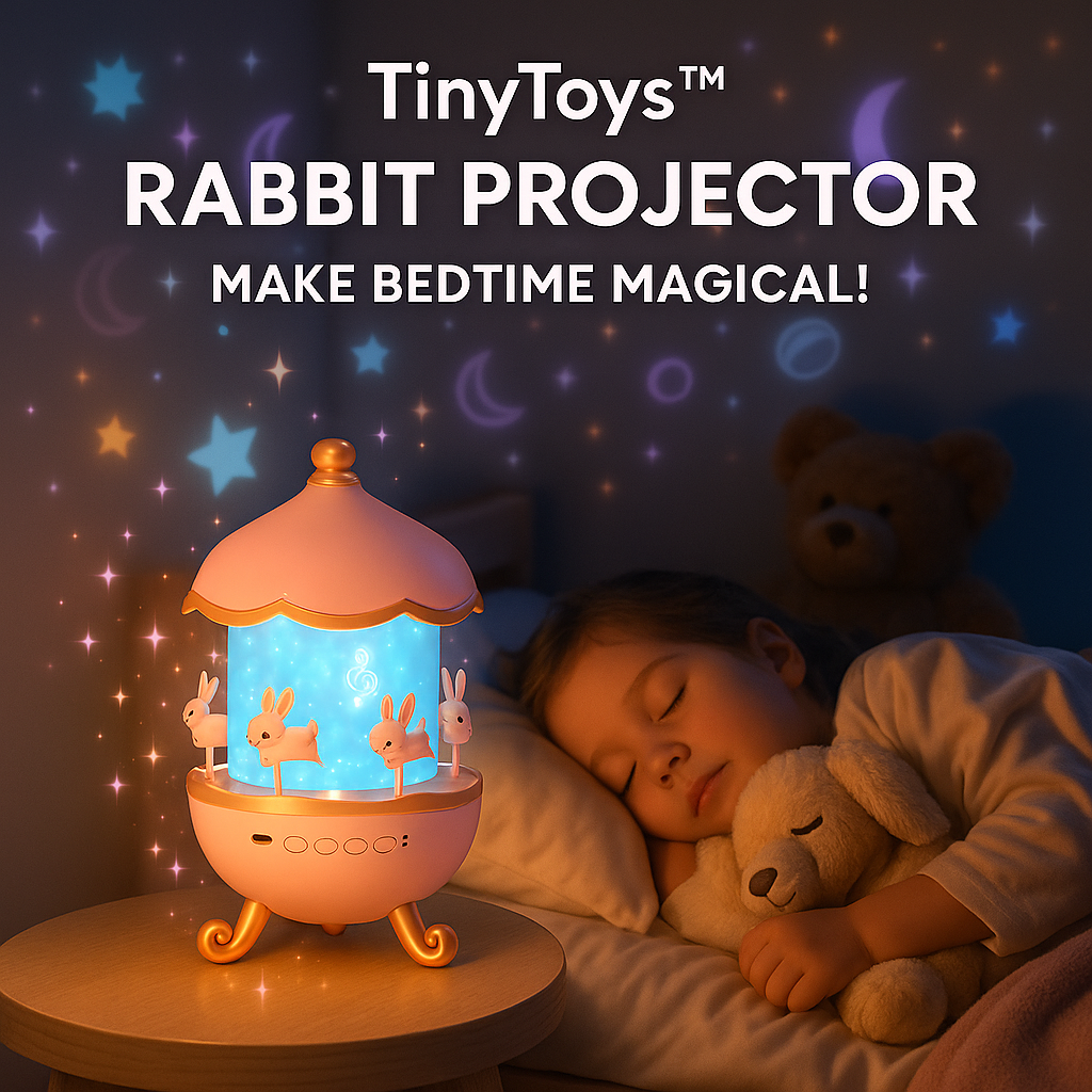 TinyToys™ 360° Rotating Rabbit Night Light Projector