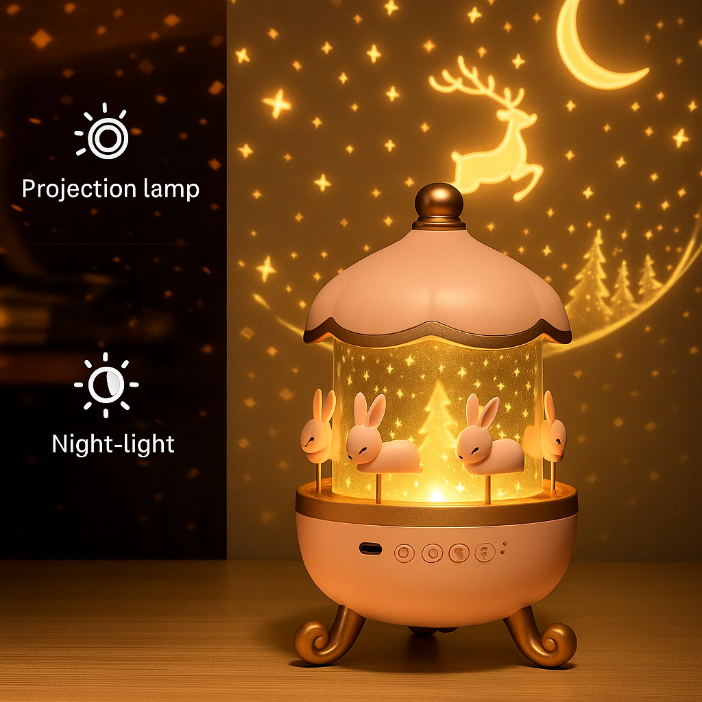 TinyToys™ 360° Rotating Rabbit Night Light Projector