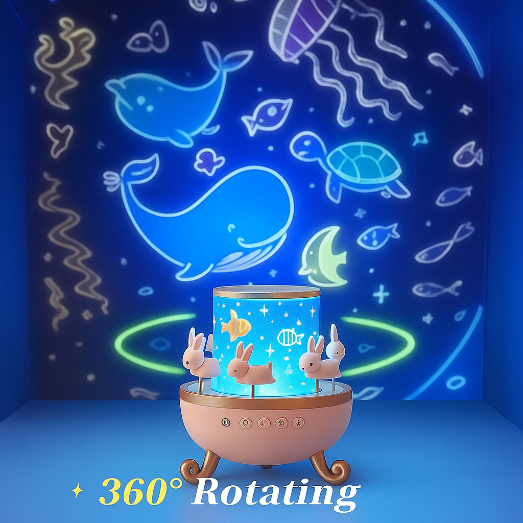 TinyToys™ 360° Rotating Rabbit Night Light Projector