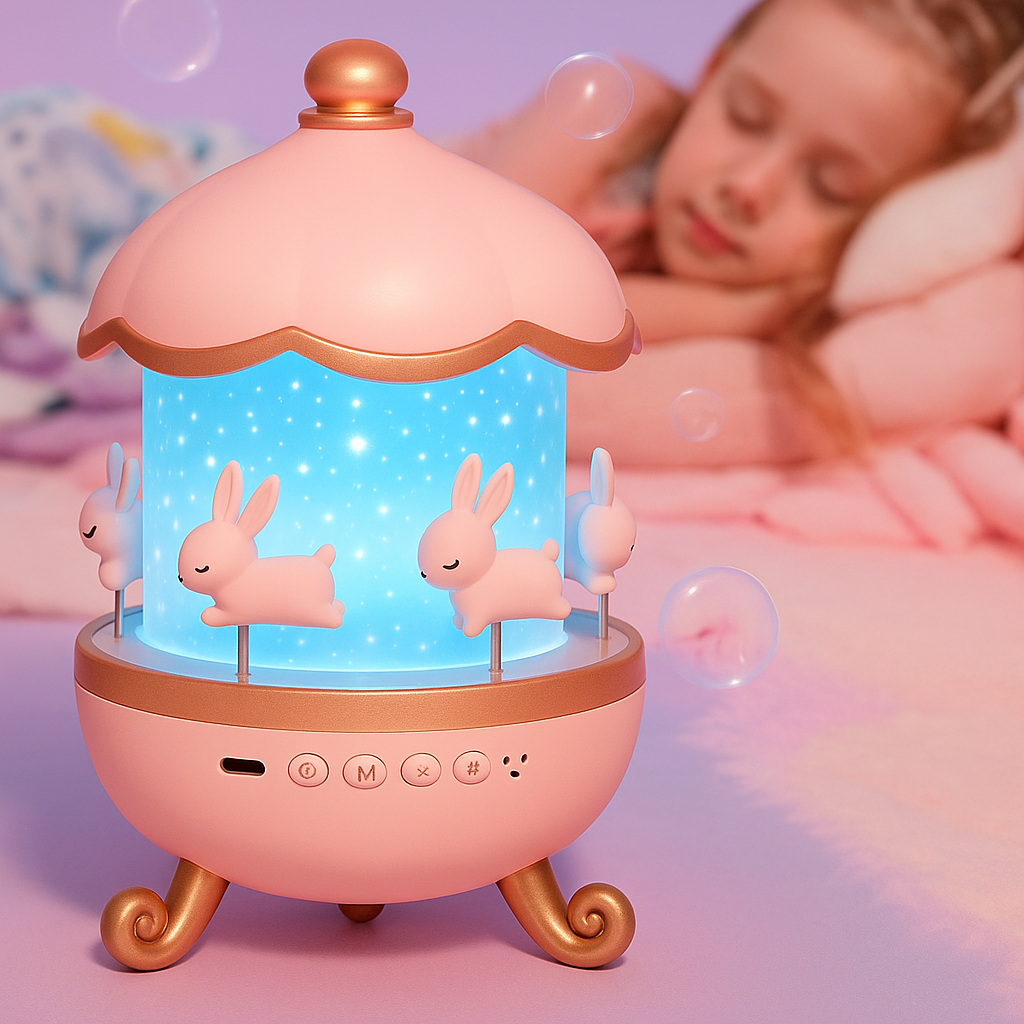 TinyToys™ 360° Rotating Rabbit Night Light Projector