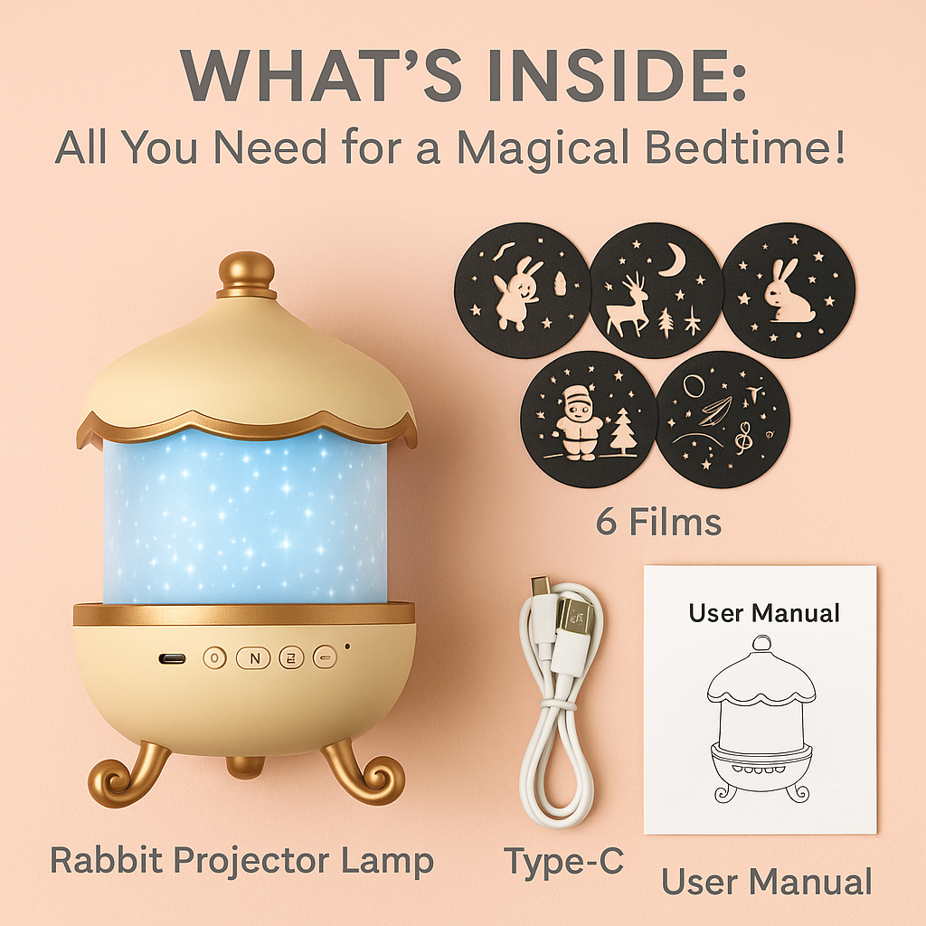 TinyToys™ 360° Rotating Rabbit Night Light Projector