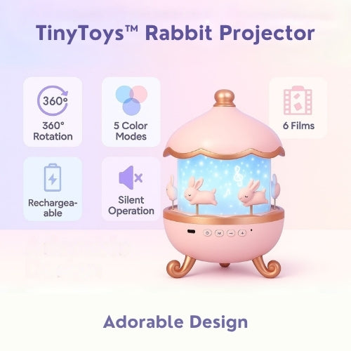 TinyToys™ 360° Rotating Rabbit Night Light Projector